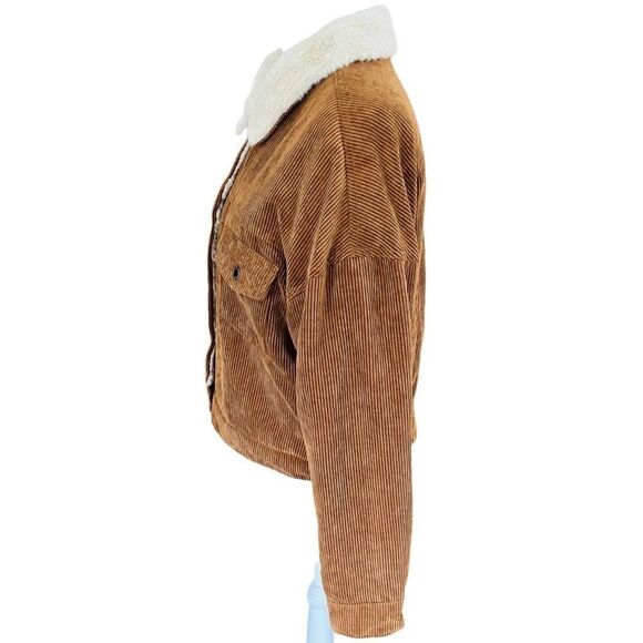 CI SONO tan faux fur lined corduroy button front jacket size M. - Picture 4 of 8